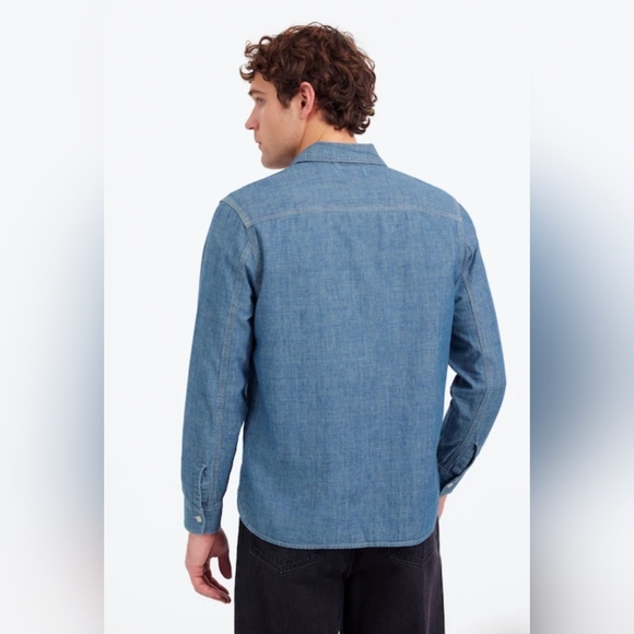 Madewell Men's Button Up Shirt In Japanese Chambray  Size Small - Picture 3 of 12